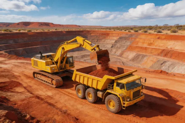 Mining excavator in gold mine